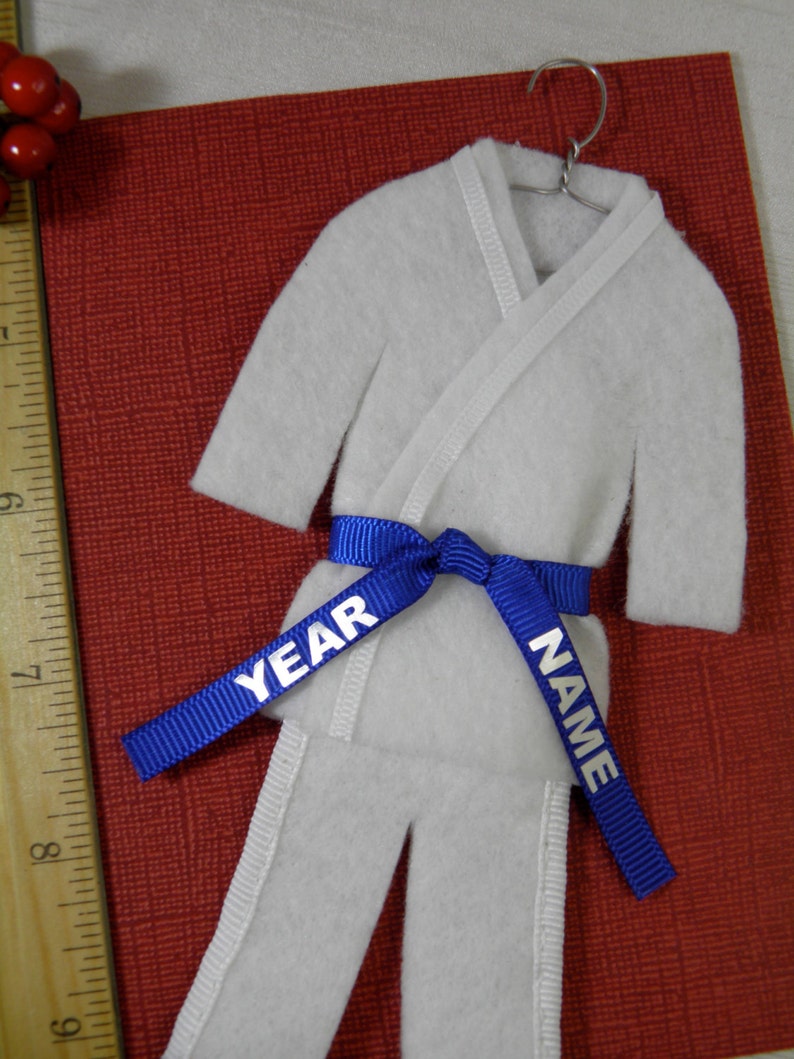 Blue Belt Martial Arts Christmas Ornament Personalized Custom Uniform Ornament TaeKwonDo Karate Jiu Jitsu Hapkido image 1