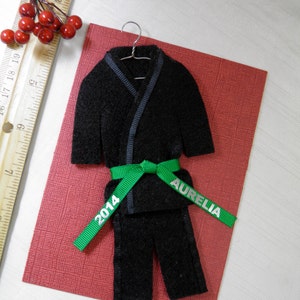 Martial Arts Personalized Ornament - Black Uniform- CHOOSE Your BELT COLOR - Karate Taekwondo Hapkido - Christmas Ornament