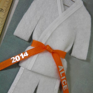 Orange Belt Martial Arts Christmas Ornament Personalized ORANGE Belt Uniform with Name / Year TaeKwonDo Karate Jiu Jitsu Bando Hapkido image 4