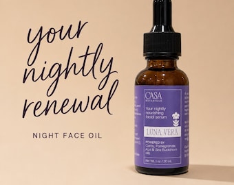 Night Face Oil with Cacay, Sea Buckthorn, Açaí | Plant-Based Overnight Glow Serum