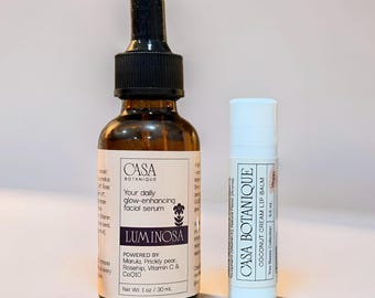 Glow Starter Set – Vitamin C Face Oil + Botanical Lip Balm | Natural Plant Based Skincare