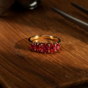 Ruby Ring, Handmade Brushed Gold Ruby Ring, Custom Gemstone, 18k Solid Gold Ring, Unique Ring For Anniversary Gift, Women Ring, Gift For Her
