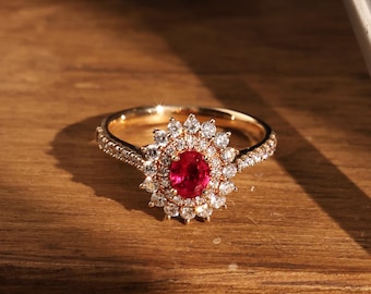 Natural Ruby Ring,18k Solid Gold Ring, 0.41ct Oval Ruby Ring, Classic Ruby Ring, Unique Ruby Ring For Women, Gift For Her