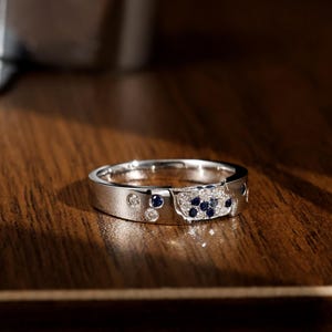 Natural Sapphire Ring With Diamond, 18k Solid Gold Ring, Unique Engagement Ring, Women Sapphire Ring, Valentines Gift, Anniversary Gift