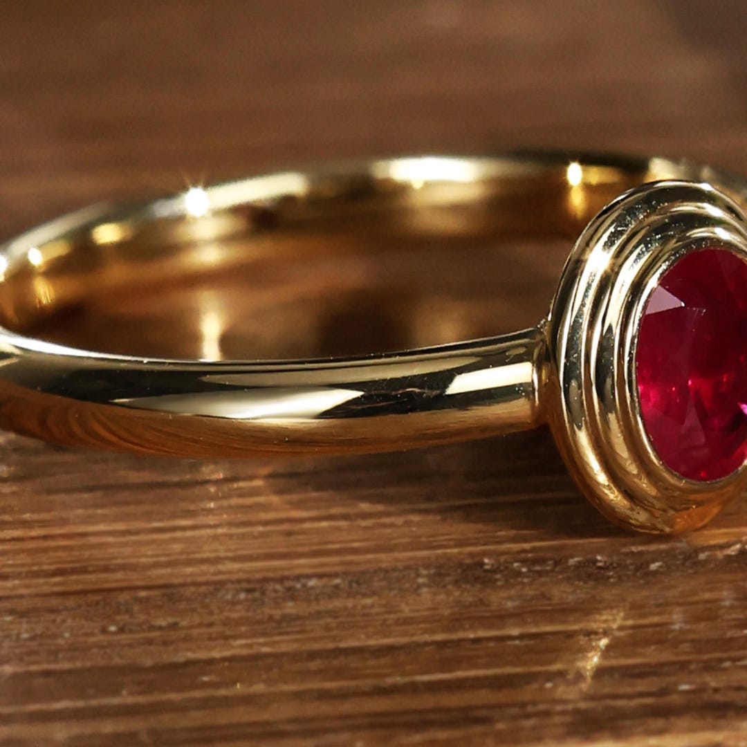 Pigeon Blood Red Ruby Ring,18k Solid Gold Ring, Unique Engagement Ring ...