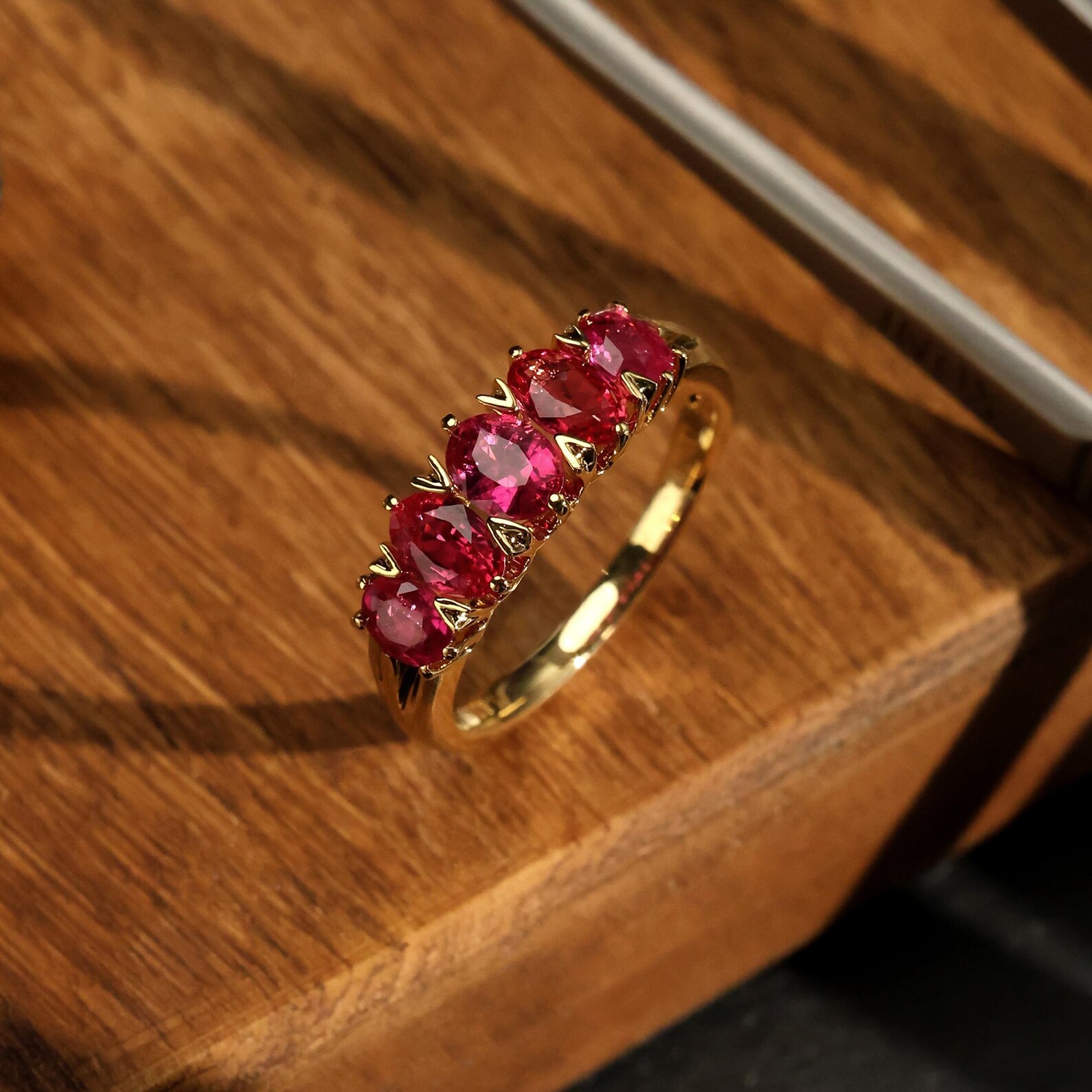 Ruby Ring, Handmade Brushed Gold Ruby Ring, Custom Gemstone, 18k Solid ...