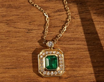 Natural Emerald Necklace,18k Solid Gold Necklace,0.49ct Afghan Emerald, Necklace For Anniversary Gift, Women Necklace, Gift For Her