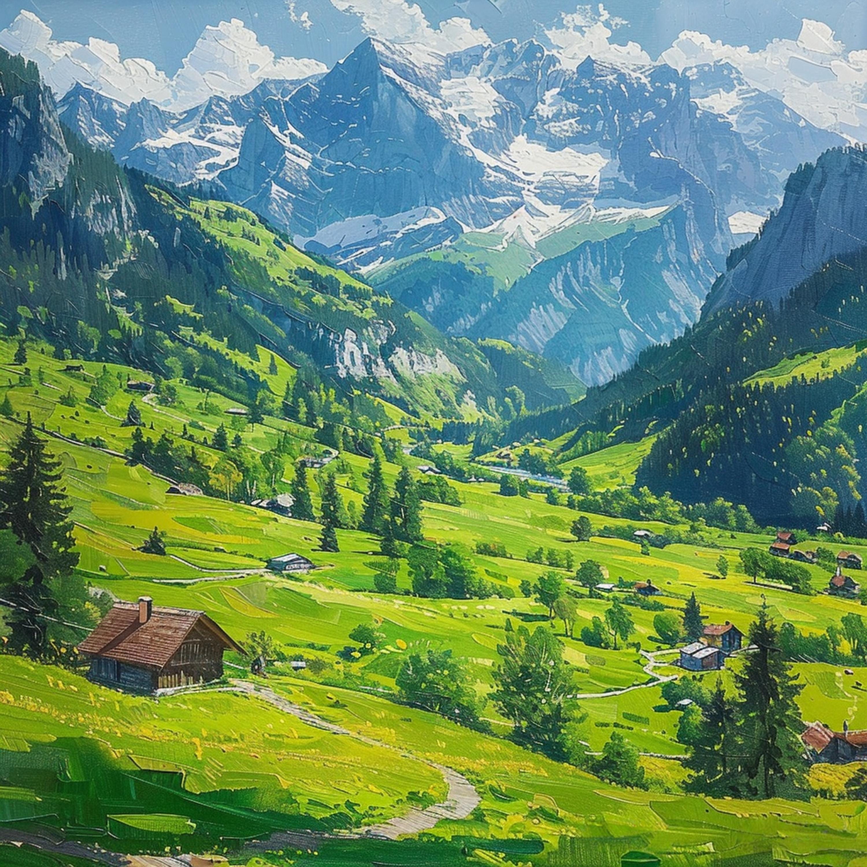 Swiss alps oil painting - Etsy 日本