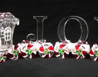 Vintage Christmas Candy Cane JOY Magnetic Train Set #3990 Free Shipping