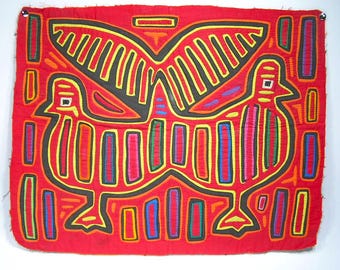 Vintage Kuna Mola Tapestry: Bird Design, Reverse Applique