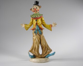 Vintage Fontanini Clown Figurine, Hand-Painted Resin, Made in Italy