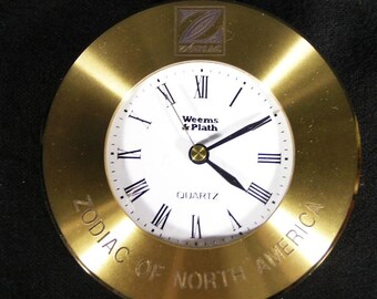 Weems & Plath Brass Clock Zodiac Edition Nautical Maritime #4299