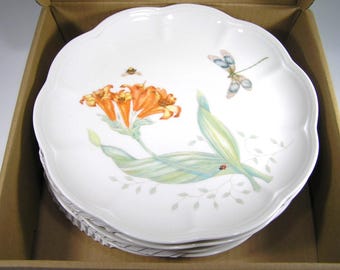 Vintage NIB Lenox Butterfly Meadow Accent Plates Set of Four #4136