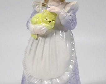 Vintage Josef Originals Figurine: Girl with Yellow Cat, #4131