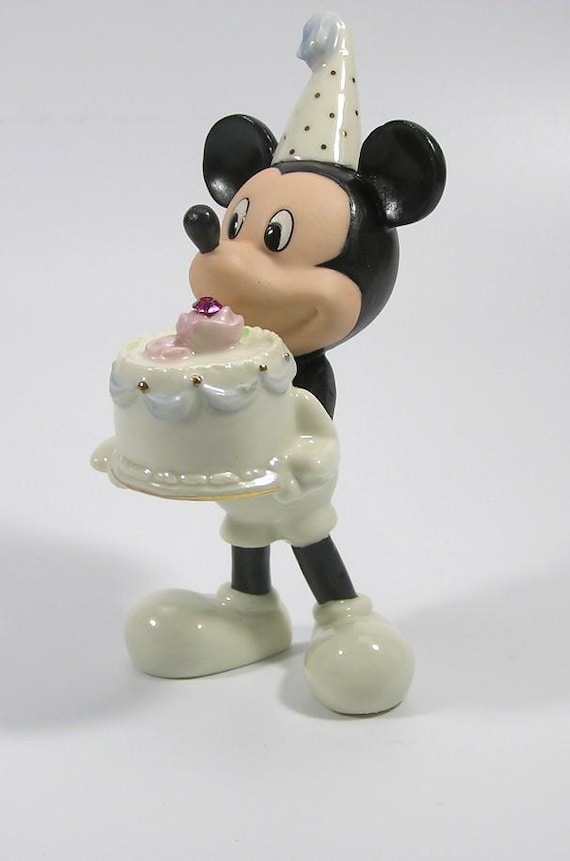 Vtg. Lenox Mickey Mouse Happy Birthday to You February Amethyst