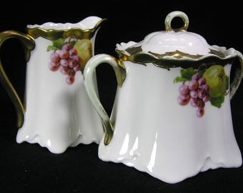 Vintage Collectible H & C Bavaria Sugar and Creamer Set #4073 Free Shipping