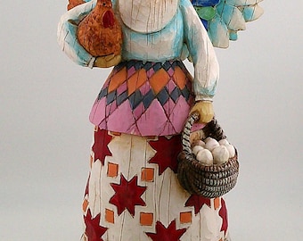 Jim Shore Angel of Faithfulness Heartwood Creek Hen Basket of Eggs Figure #4324