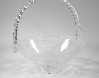 Vintage Mikasa "Silent Night" Glass Bowl With Handle #3446 Free Shipping