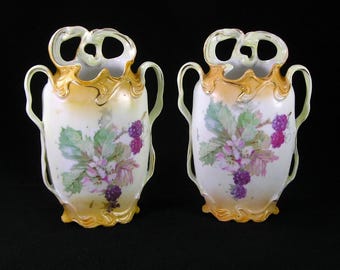 Vintage Pair of Antique Royal Bruxonia Austria Mantle Vases #3865 Free Shipping