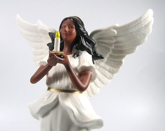 Valerie Parr Hill Illuminated Angel With Candle Black #3769 Free