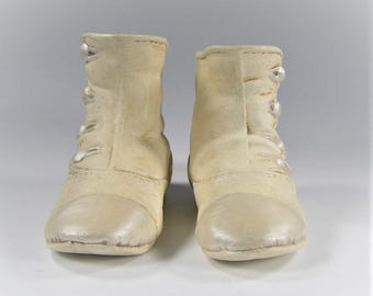 Vintage Decorative Pair Of Porcelain Baby Shoes #3129 Free Shipping
