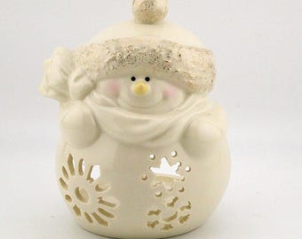 Lenox Bright Christmas Snowman Votive Tealight Holder #4311
