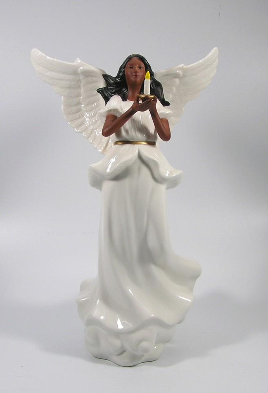 Valerie Parr Hill Illuminated Angel With Candle Black #3769 Free
