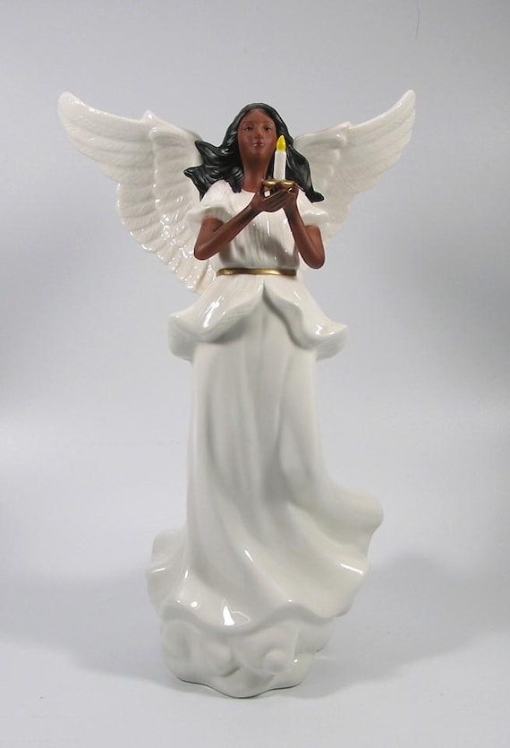 Valerie Parr Hill Illuminated Angel With Candle Black #3769 Free