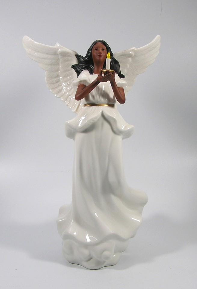 Valerie Parr Hill Illuminated Angel With Candle Black #3769 Free