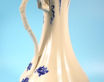 Vintage Large Flow Blue Colonial Ceramic Pitcher #3477 Free Shipping