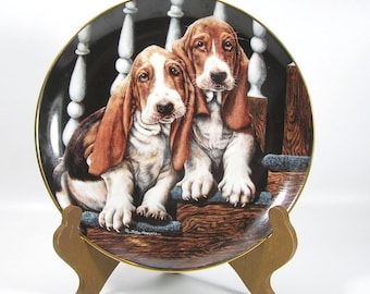 Upstairs, Downstairs Love Puppies Collector Plate Sally Maxwell #3788