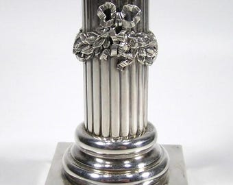 Vintage Giardini Sterling Silver Candlestick Holder Garland & Bow Motif #4237