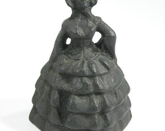 Vintage Black Cast Iron Colonial Woman Doorstop #3544 Free Shipping