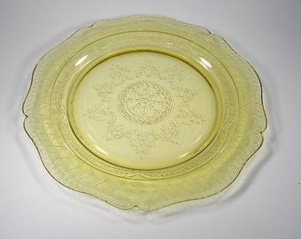 Vintage Patrician Yellow Depression Glass Serving Plate, Federal Glass Co. #3388