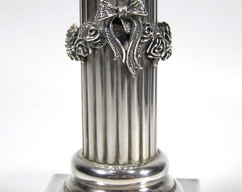 Giardini Italy Sterling Silver Candlestick Holder • Roses Motif • 132 AR #4326