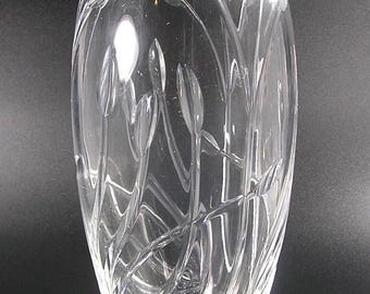 Vintage Bohemia Hand Cut Crystal Vase Czech Republic #3409 Free Shipping