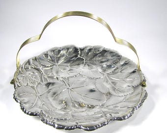 Vintage Mixed Metal Brass Silver Plated Serving Plate #3393 Free Shipping