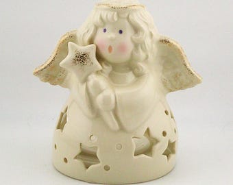 Lenox Bright Christmas Angel Votive Tealight Holder Retired Porcelain Luminary #4312