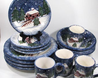 Vtg. Katherine Michaels K2M1 16 pc. Holiday Dinnerware #3661 Free Ship