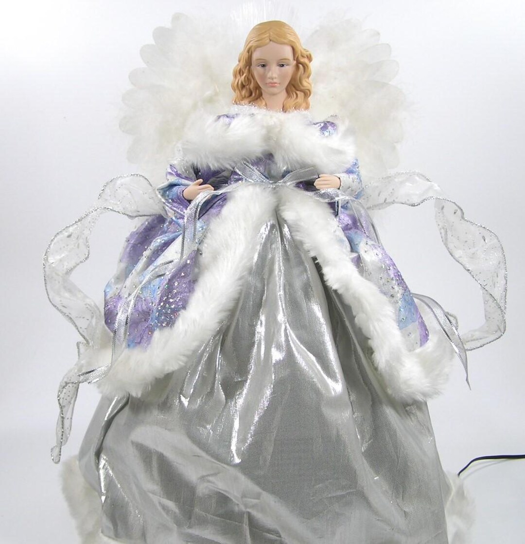Vintage Stunning Fiber Optic Tree Topper or Tabletop Angel #3672 Free ...