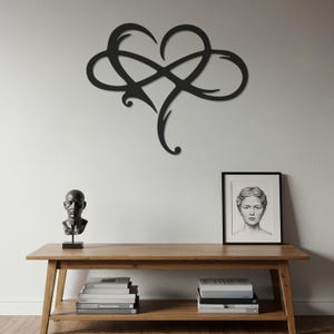 Infinity Heart Metal Wall Art, Love Symbol Wall Decor, Romantic Couple Gift, Modern Heart Sculpture, Bedroom Wall Hanging, Minimalist Art