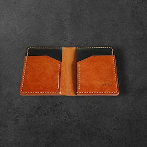 Bison wallet/ Handmade leather wallet card holder made with vegetable tanned full grain Italian leather wallet made in Finland