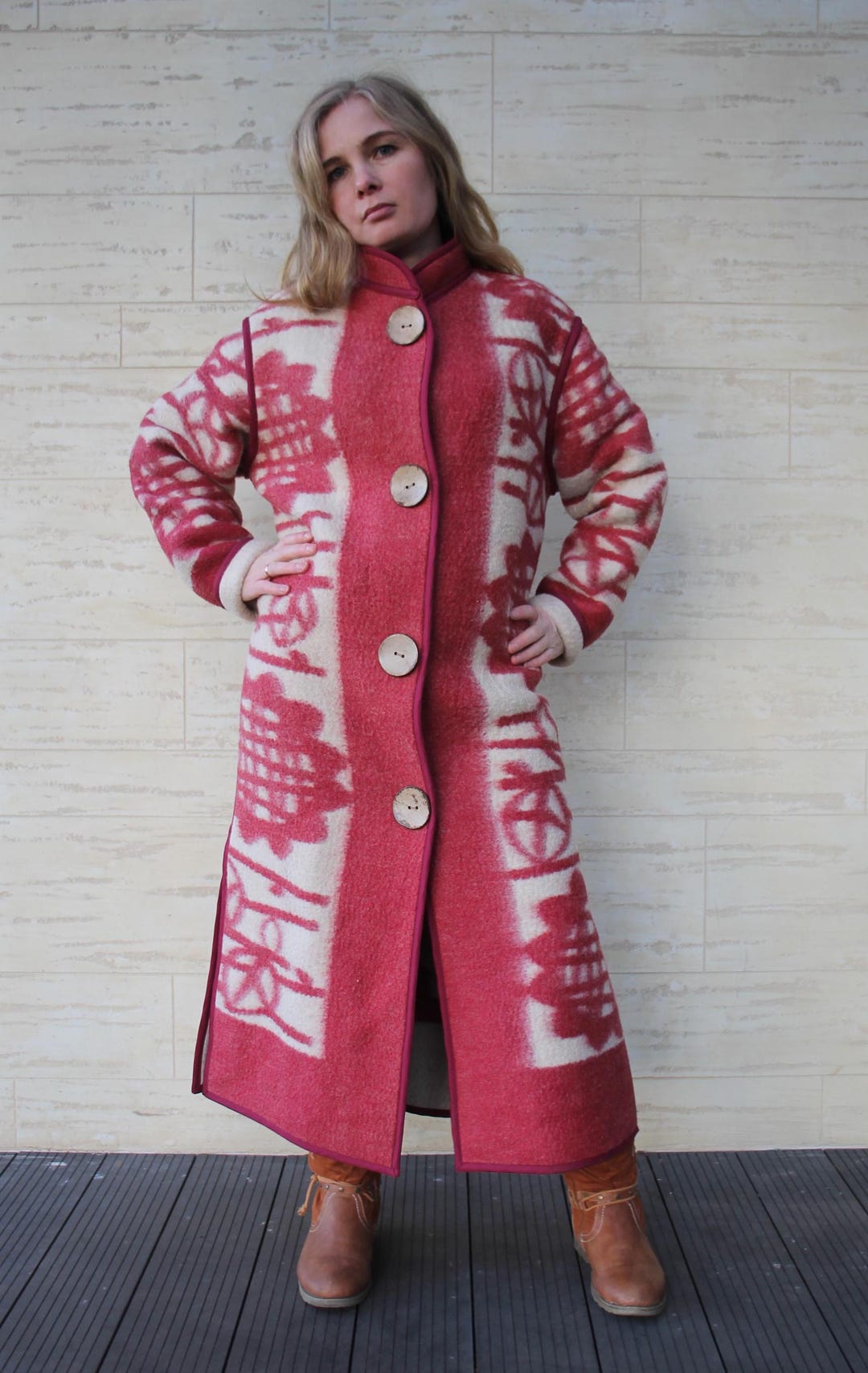 Blanket Coat Size M,red Wool Blanket Jacket,vintage Blanket Jacket