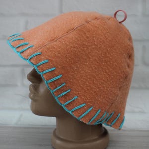 Gorro de sauna 100% lana gruesa, gorro grande y grueso para baño, gorro de sauna orgánico, gorro de sauna rosa genial, gorro de banya vegano hecho a mano, gorro de sauna bordado.