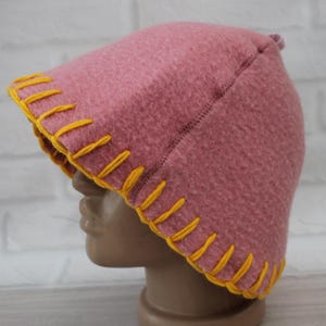 Gorro de sauna 100% lana gruesa, gorro grande y grueso para baño, gorro de sauna orgánico, gorro de sauna rosa genial, gorro de banya vegano hecho a mano, gorro de sauna bordado.