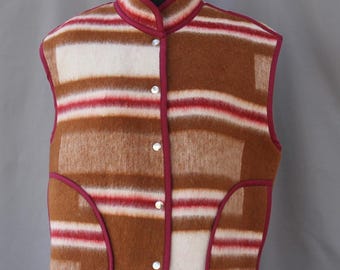Upcycled Wool Blanket Vest, Handmade Plaid Coat, Size M-L