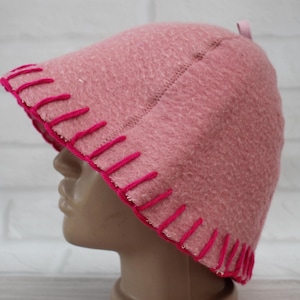 Gorro de sauna 100% lana gruesa, gorro grande y grueso para baño, gorro de sauna orgánico, gorro de sauna rosa genial, gorro de banya vegano hecho a mano, gorro de sauna bordado.