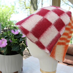 Wollen saunamuts, geüpcycled wollen deken saunamuts, milieuvriendelijke banyahoed, patchwork wollen muts voor spasauna, cadeau voor saunaliefhebber