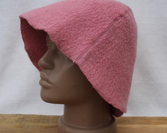 Handgefertigte Wolle Sauna Hut, Vintage Decke, Reversible Pink Badehut