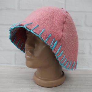 Gorro de sauna 100% lana gruesa, gorro grande y grueso para baño, gorro de sauna orgánico, gorro de sauna rosa genial, gorro de banya vegano hecho a mano, gorro de sauna bordado.